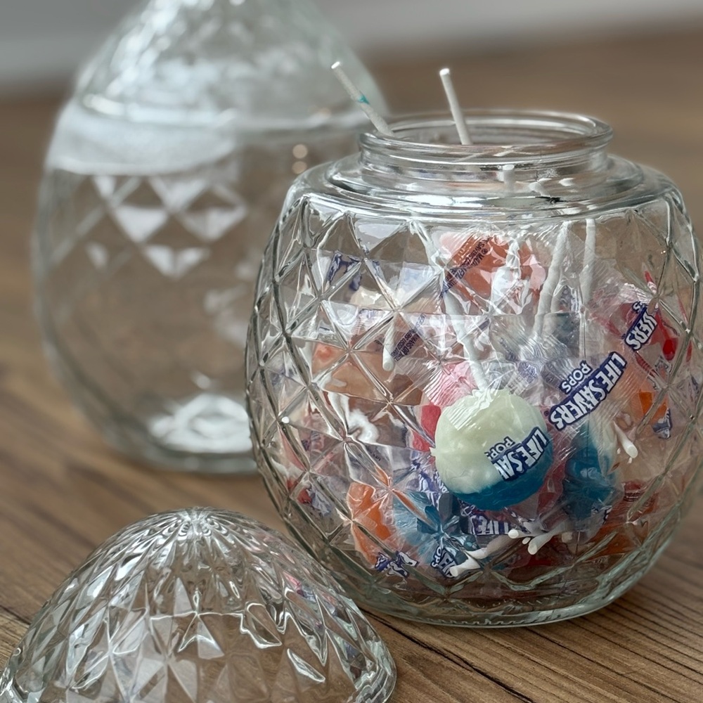 Clear Glass Diamond Pattern Jar